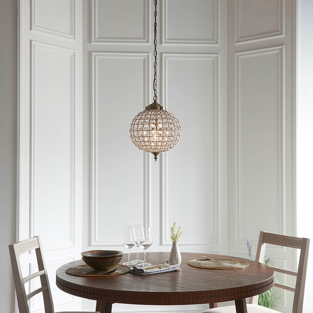 Tanaro Antique Brass Pendant with Clear Bead Detail