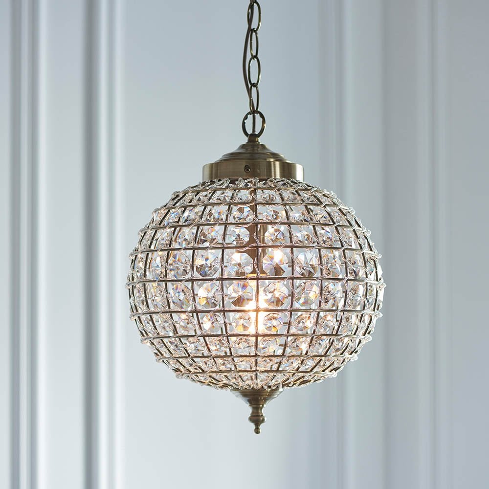 Tanaro Antique Brass Pendant with Clear Bead Detail