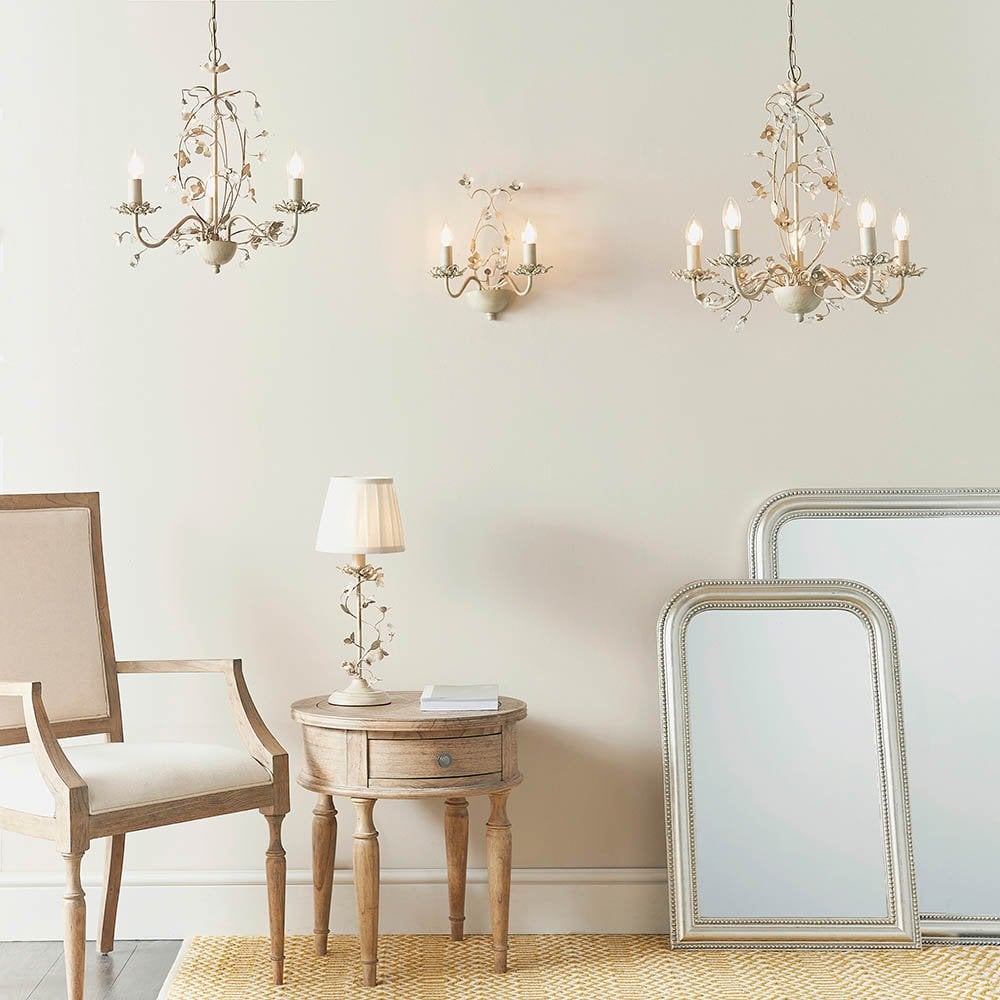 Lullaby 5 Light Pendant in Cream & Brushed Gold