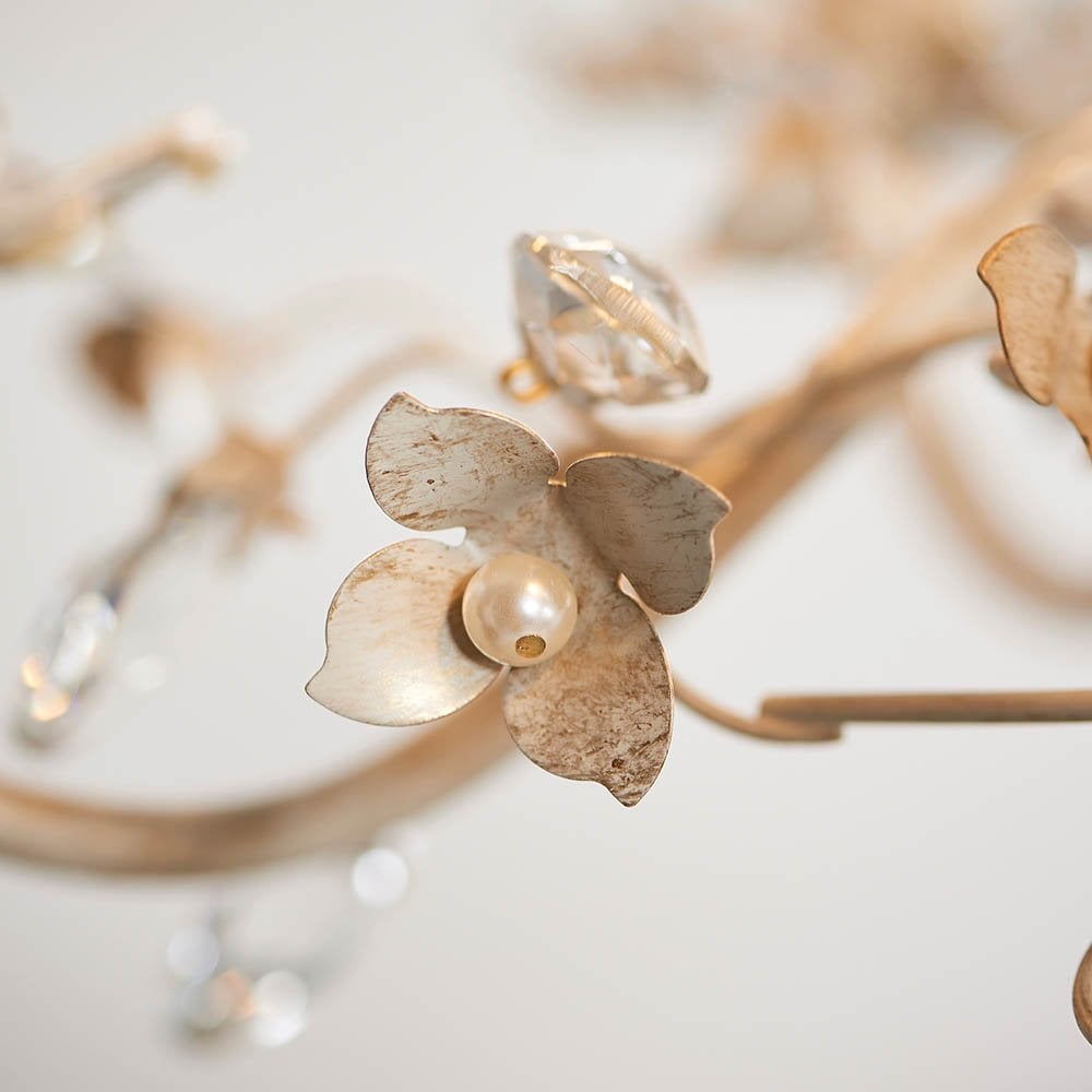 Lullaby 5 Light Pendant in Cream & Brushed Gold