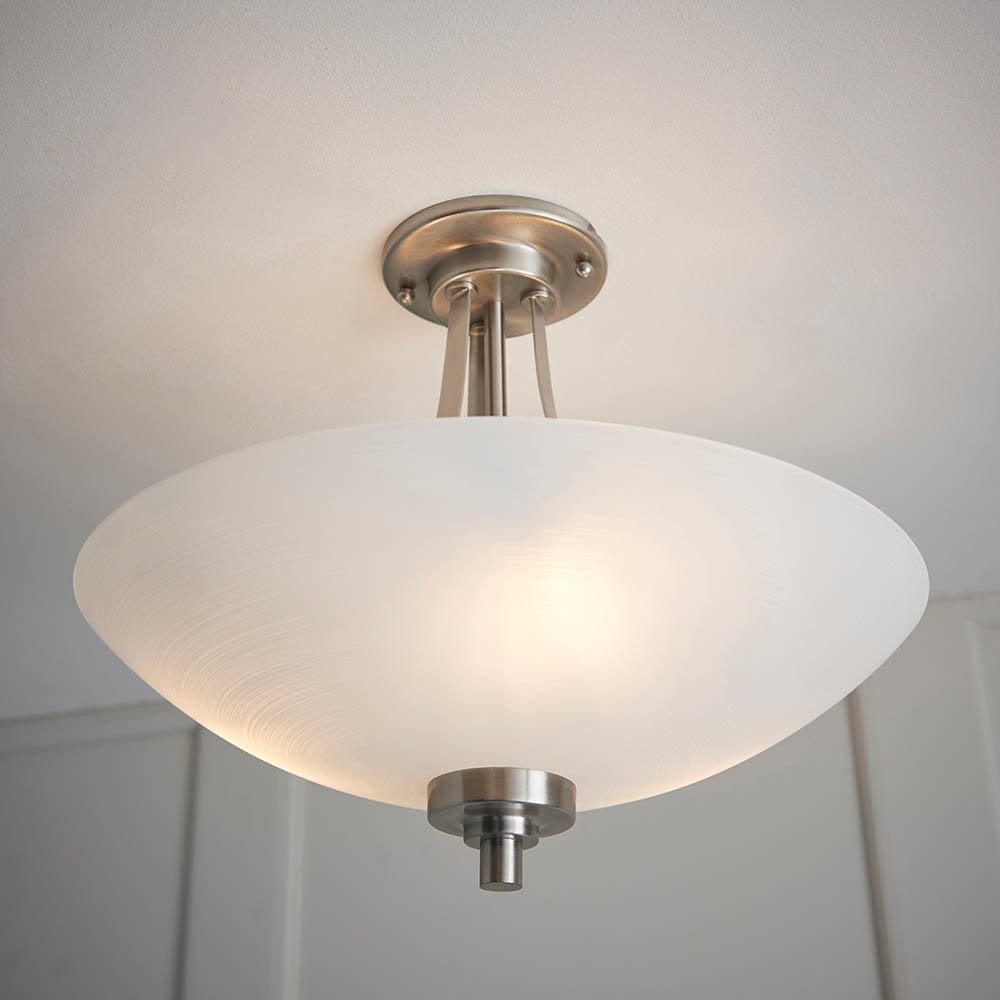 Welles 3 Light Semi Flush in Satin Nickel