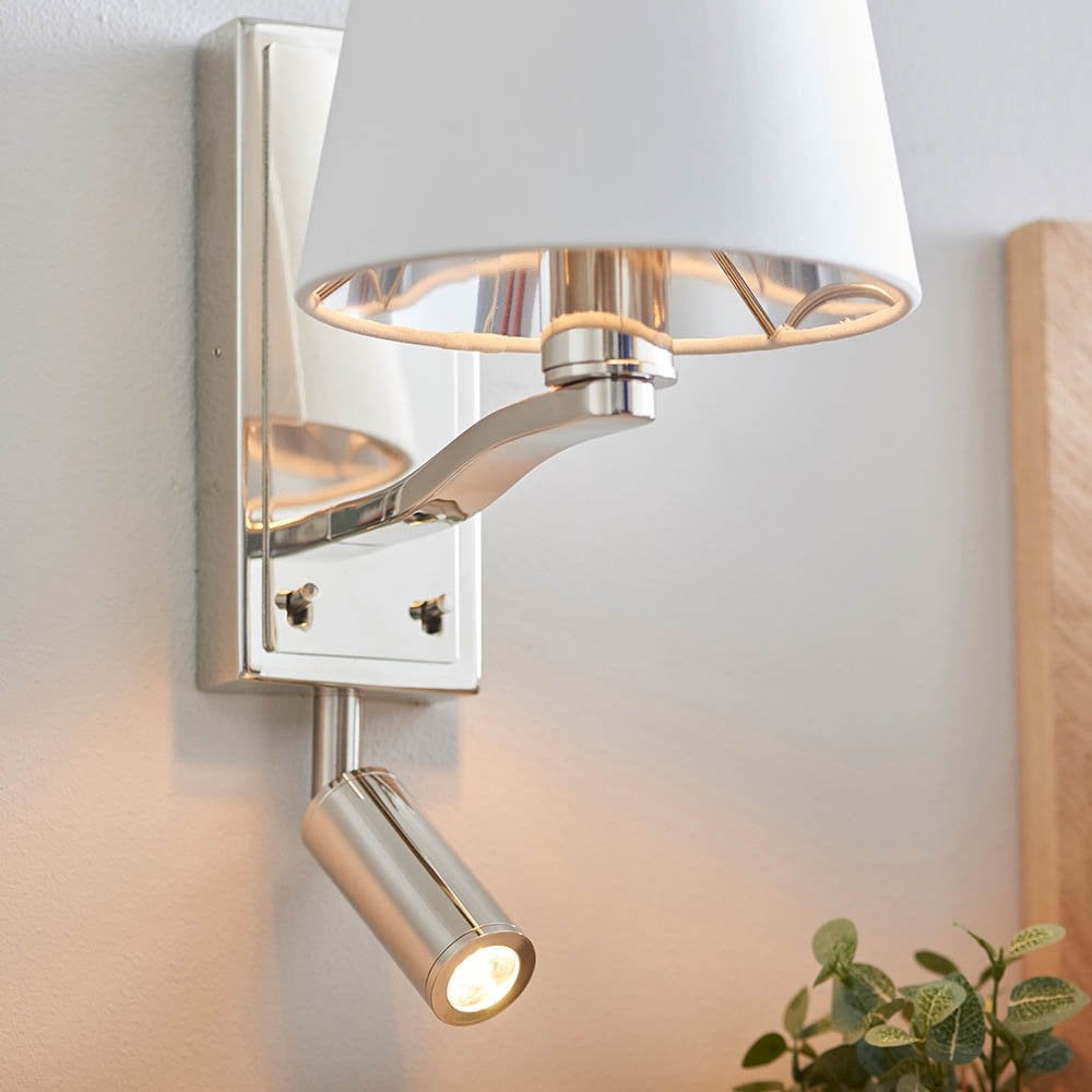 Harvey Wall & Spot Light in Nickel C/W Shade