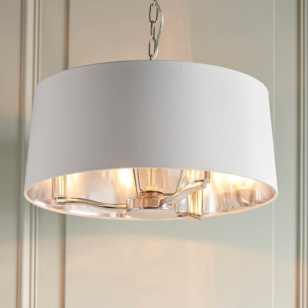Harvey 3 Light with Drum Shade in Nickel