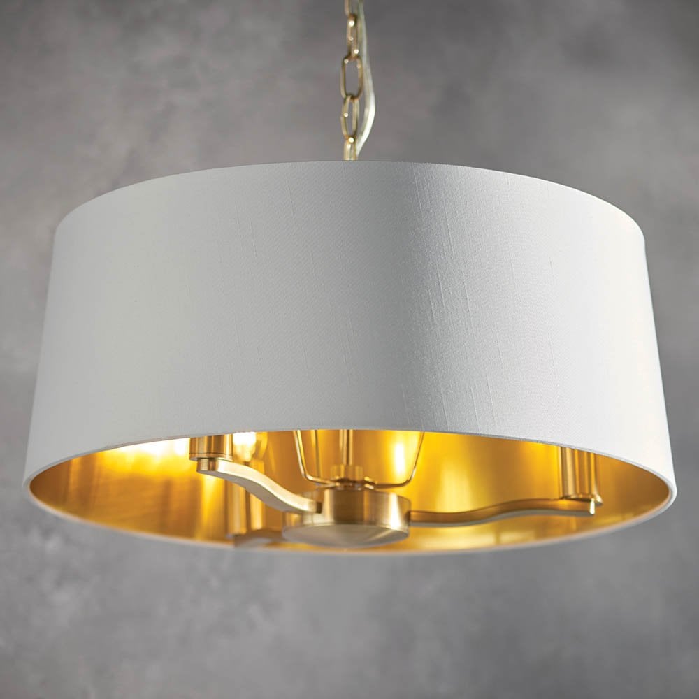 Harvey 3 Light with Drum Shade in Satin Gold