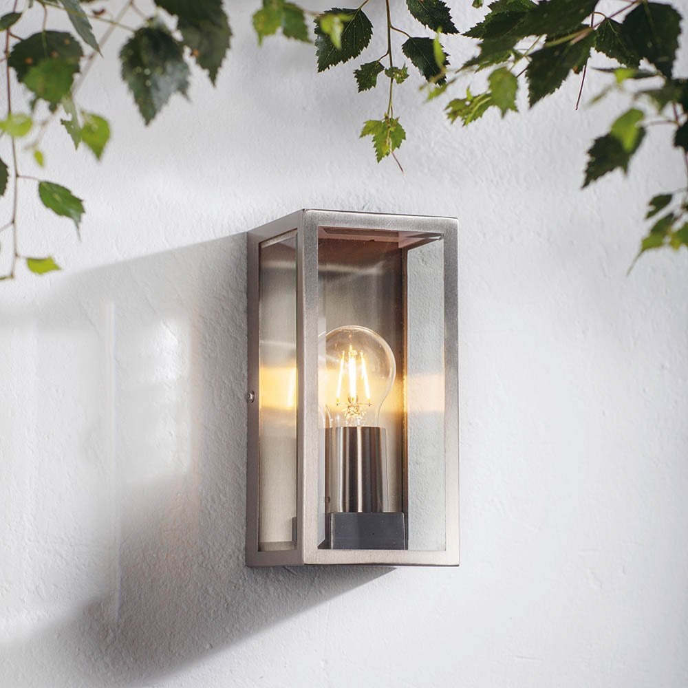 Oxford Outdoor Wall Lantern Brushed Stainless Steel IP44