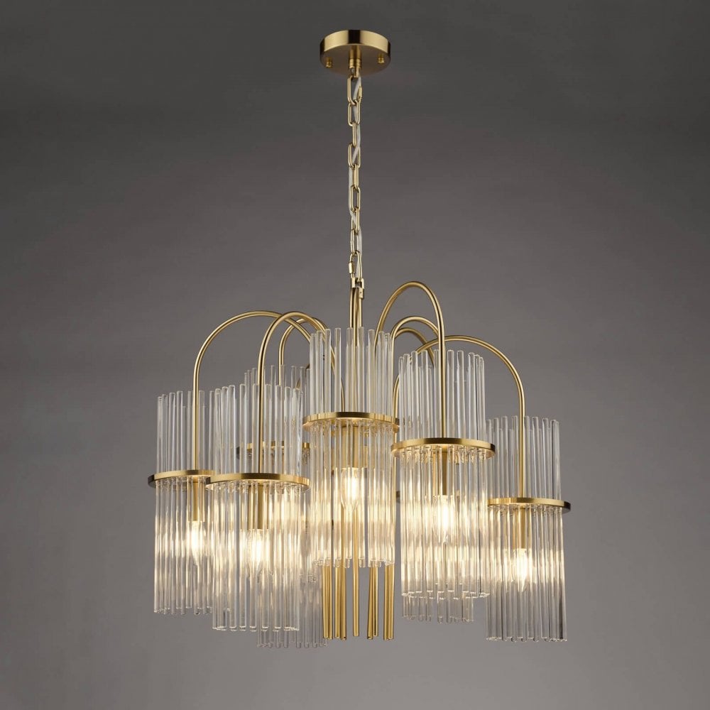 Eniola 9 Light Natural Brass & Glass Ceiling Pendant