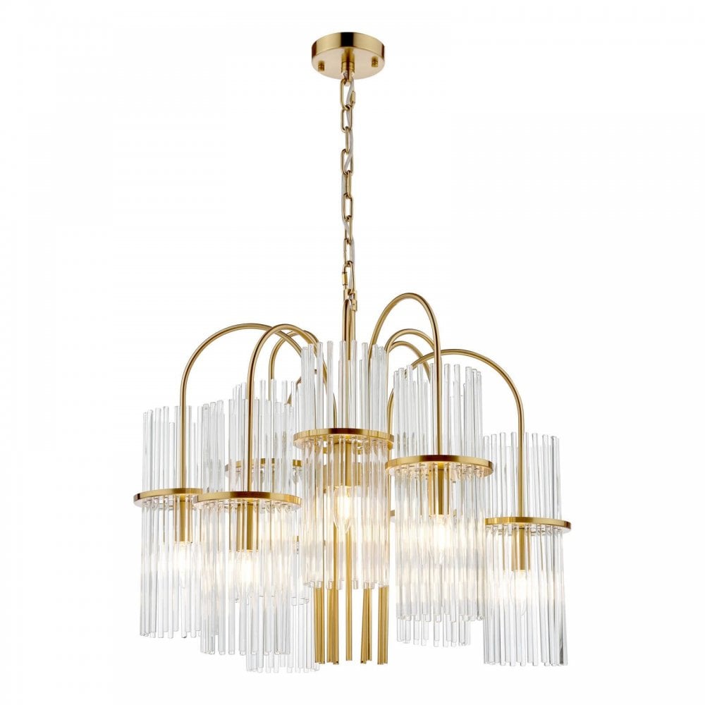 Eniola 9 Light Natural Brass & Glass Ceiling Pendant