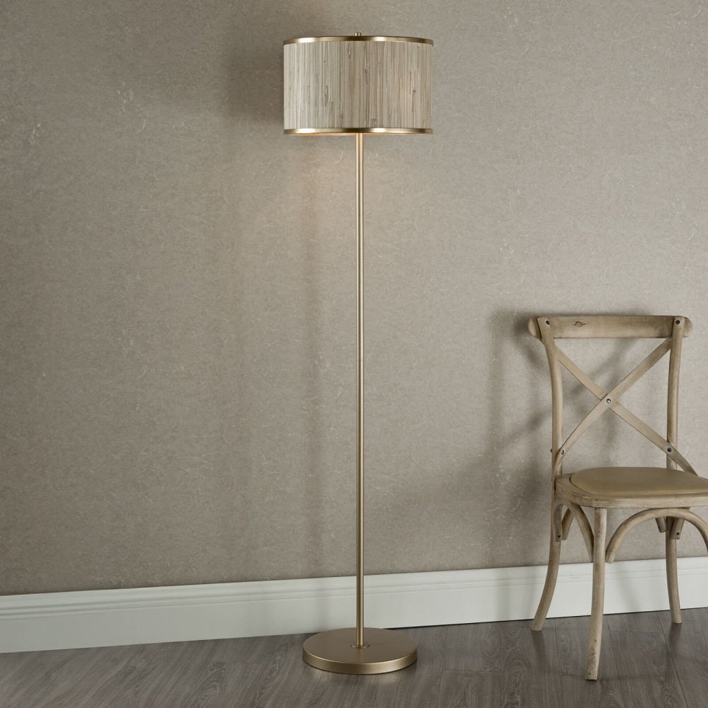 Fenella Floor Lamp in Golf Leaf & Seagrass