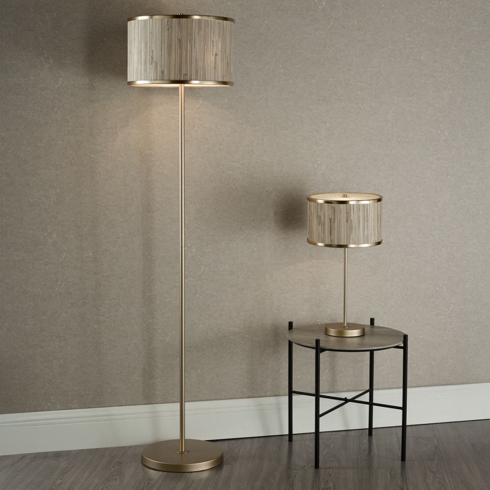 Fenella Floor Lamp in Golf Leaf & Seagrass