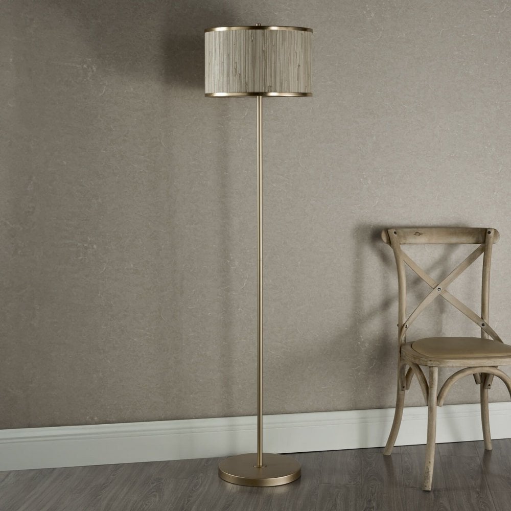 Fenella Floor Lamp in Golf Leaf & Seagrass
