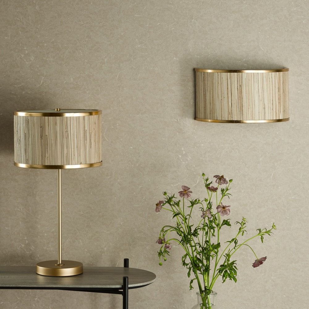 Fenella Table Lamp in Golf Leaf & Seagrass