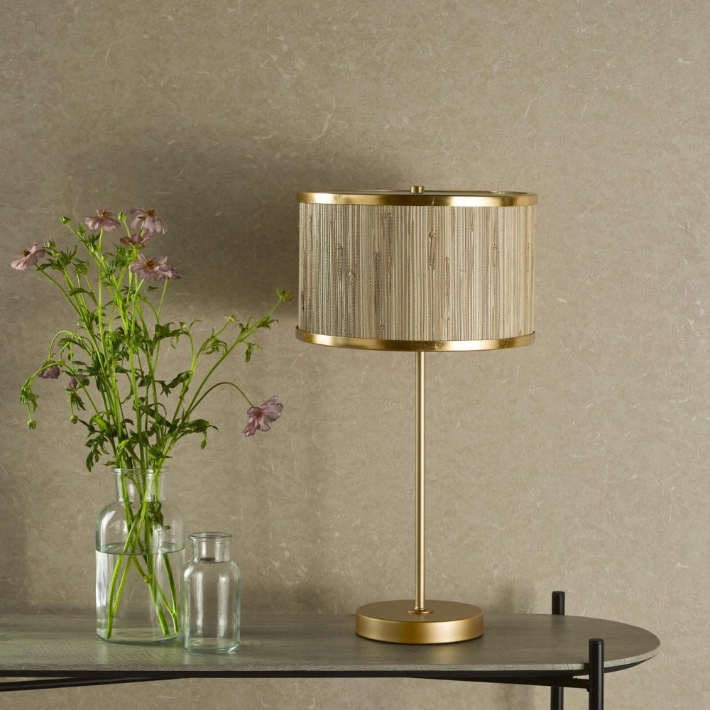Fenella Table Lamp in Golf Leaf & Seagrass