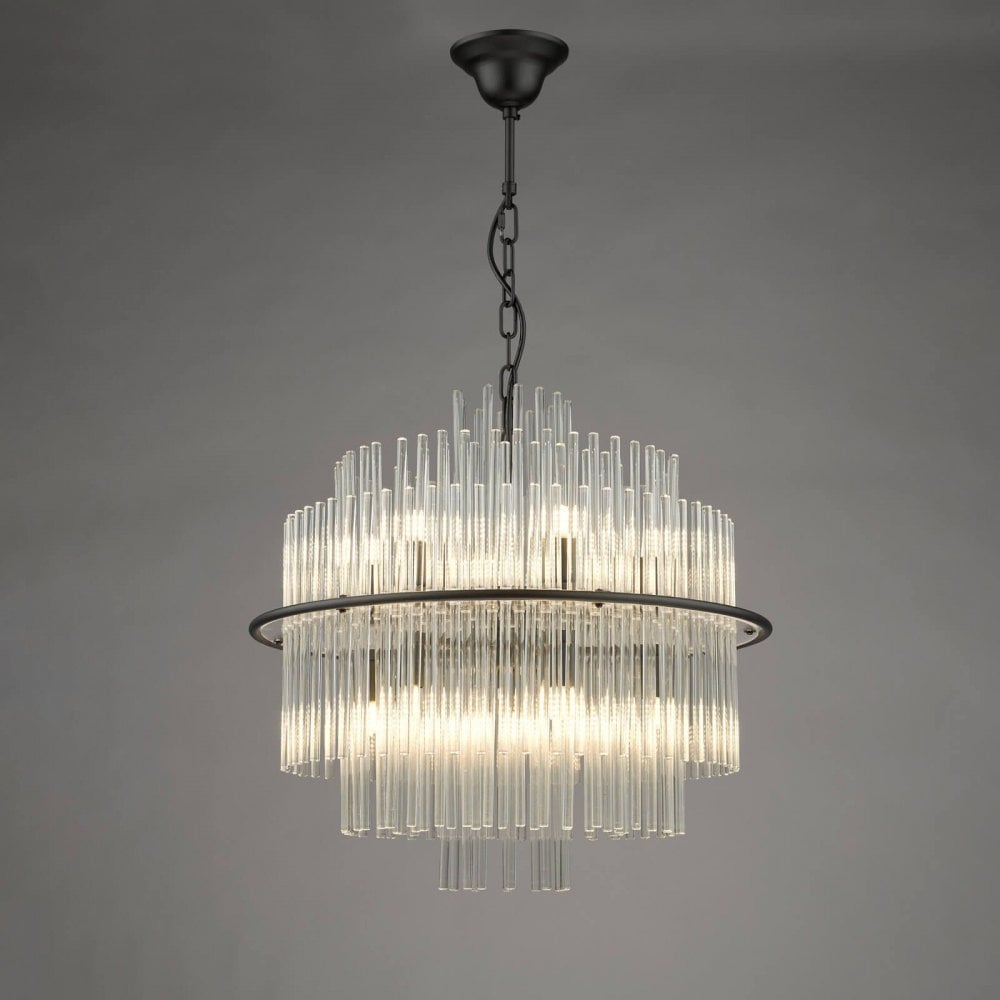Lukas 13 Light Pendant in Satin Black