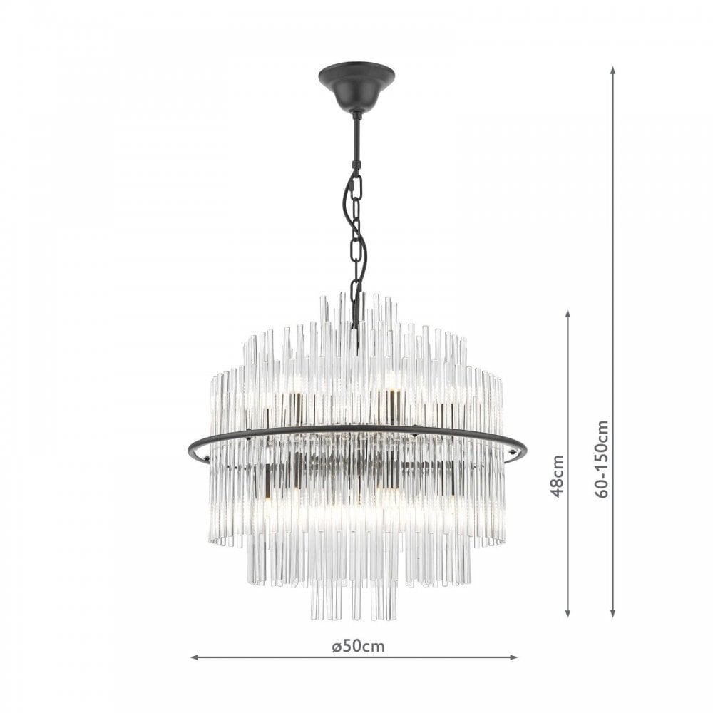 Lukas 13 Light Pendant in Satin Black