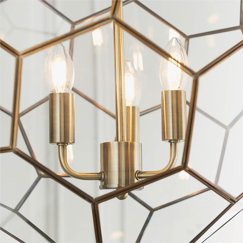 Miele 3 Light Pendant in Antique Brass