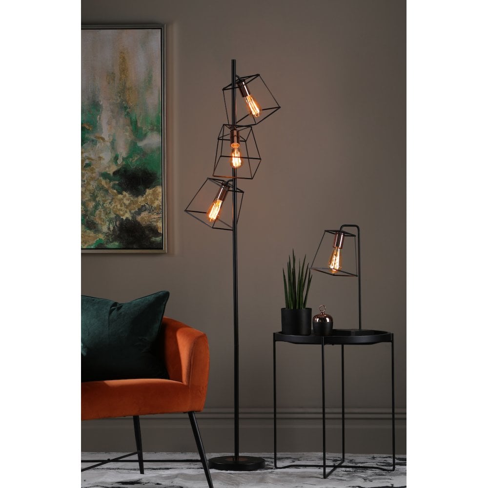 Tower Black & Copper Floor Lamp