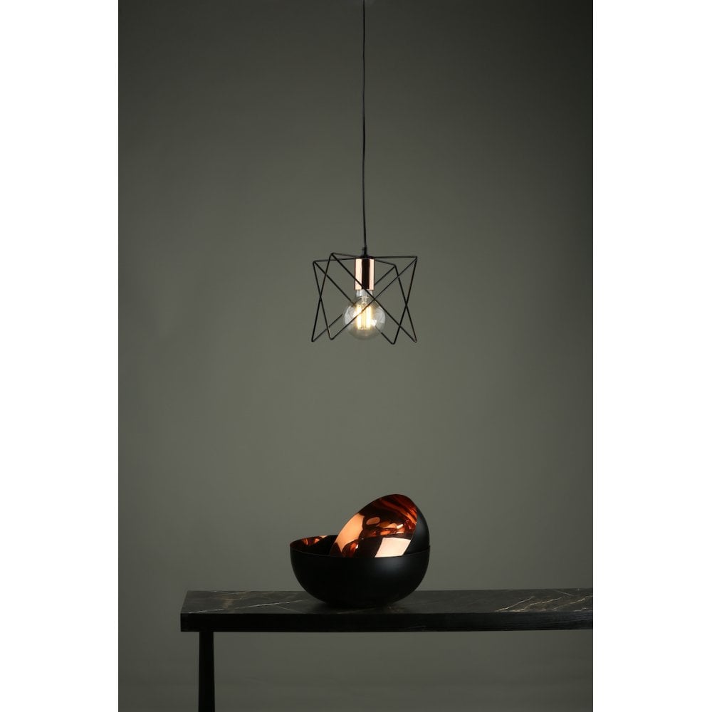 Midi Pendant in Matt Black & Bright Copper