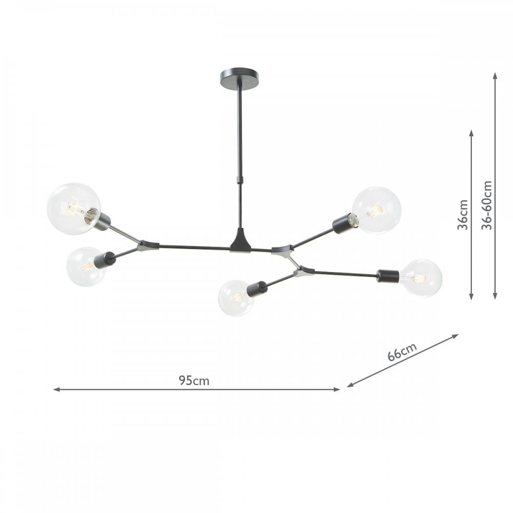 Euphemia 5 Light Pendant in Black