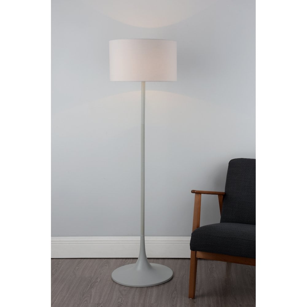 Funchal Grey Floor Lamp C/W Shade