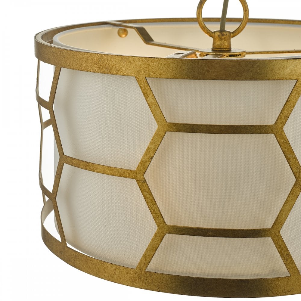 Epstein 3 light Pendant Gold with Ivory Shade