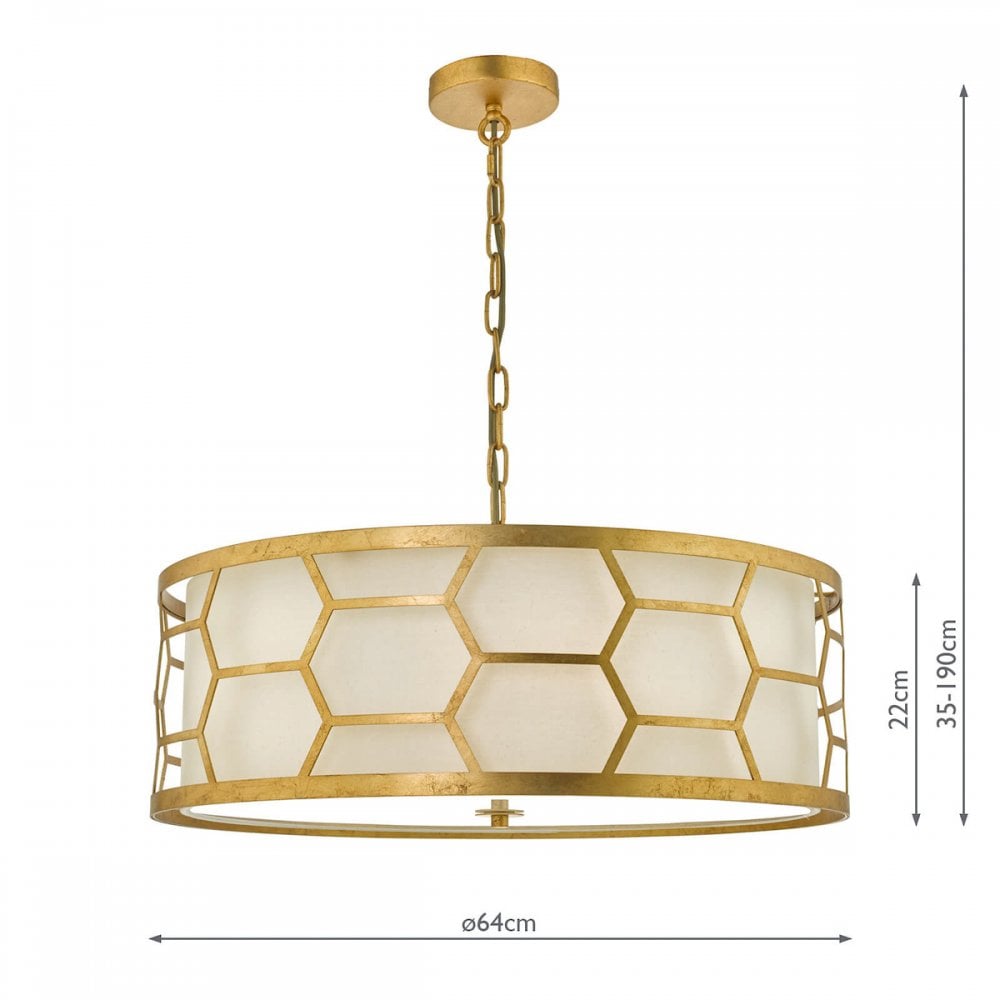 Epstein 4 light Pendant Gold with Ivory Shade