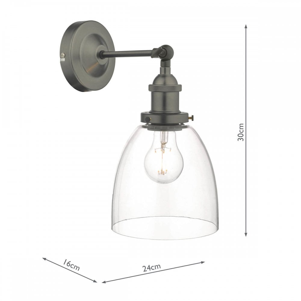 Arvin Wall Light in Antique Chrome & Glass