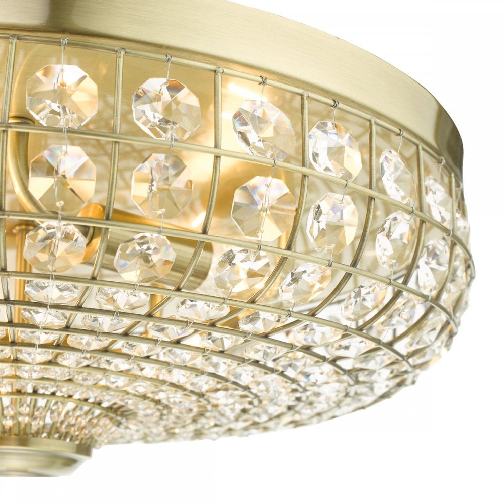 Asmara 6 Light Pendant Antique Brass Crystal