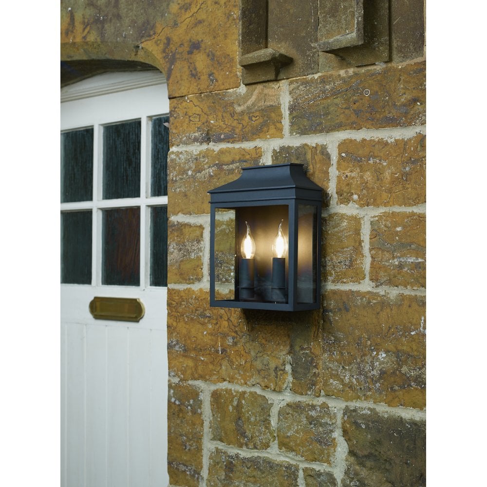 Vapour 2 Light Matt Black Lantern IP44
