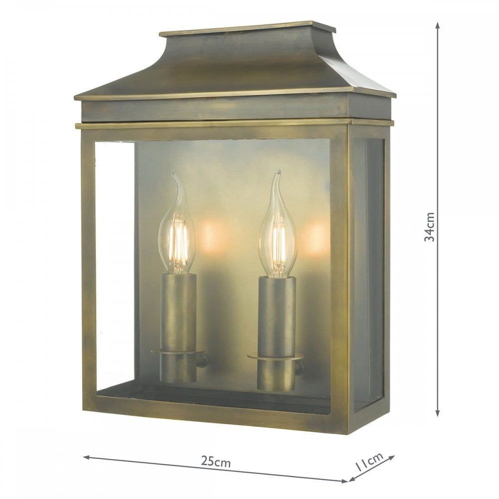 Vapour 2 Light Brass Lantern IP44