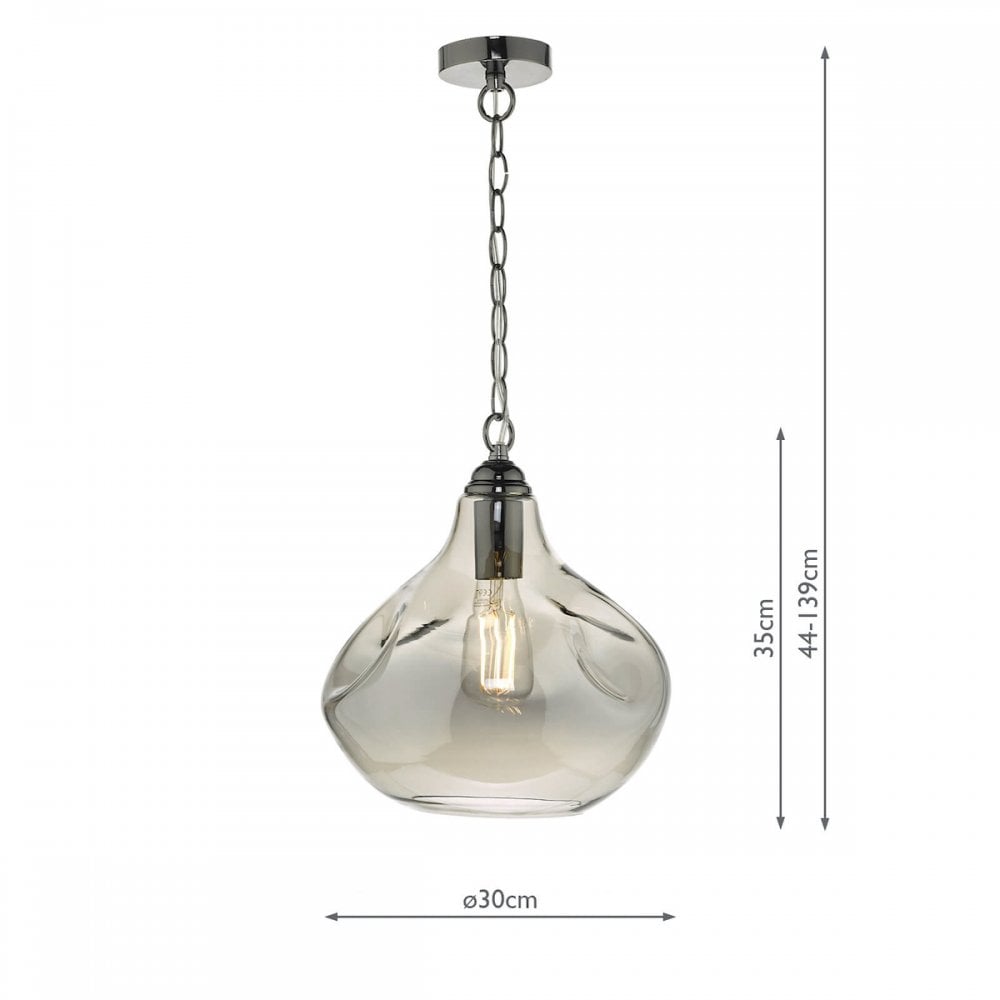 Esarosa Black Chrome And Smoked Glass Pendant