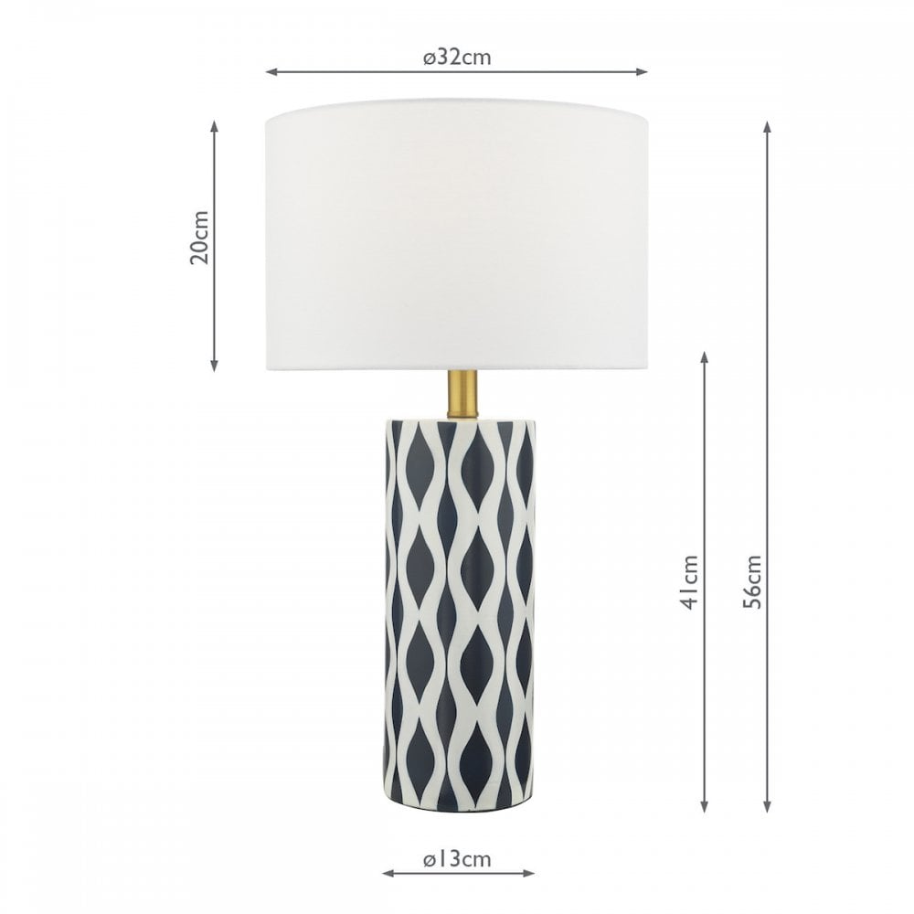 Weylin Table Lamp Blue And White Ceramic With Shade