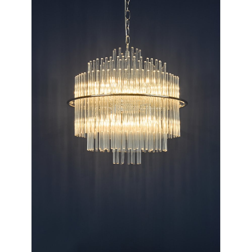Lukas 13 Light Pendant Polished Chrome And Glear Glass