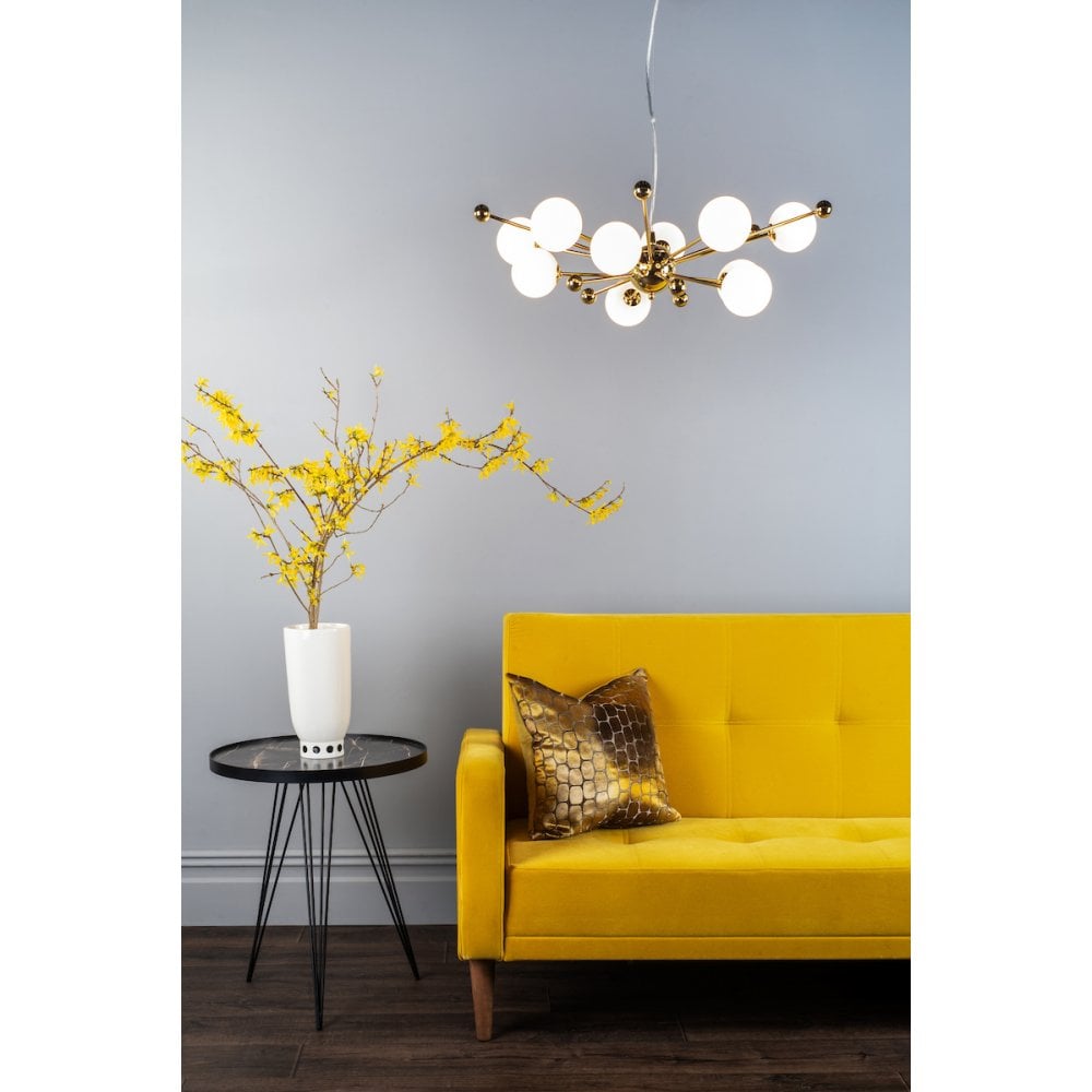 Ursa 10 Light Pendant in Gold with Opal Glass