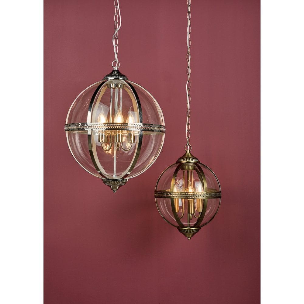 Vanessa 3 Light Pendant in Polished Nickel & Glass