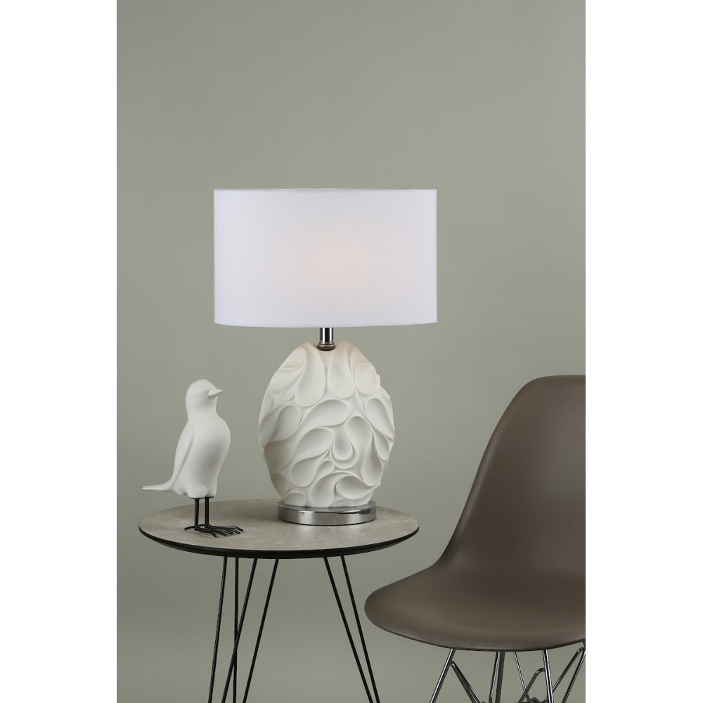 Zachary Oval Shaped Table Lamp in White Finish C/W Shade