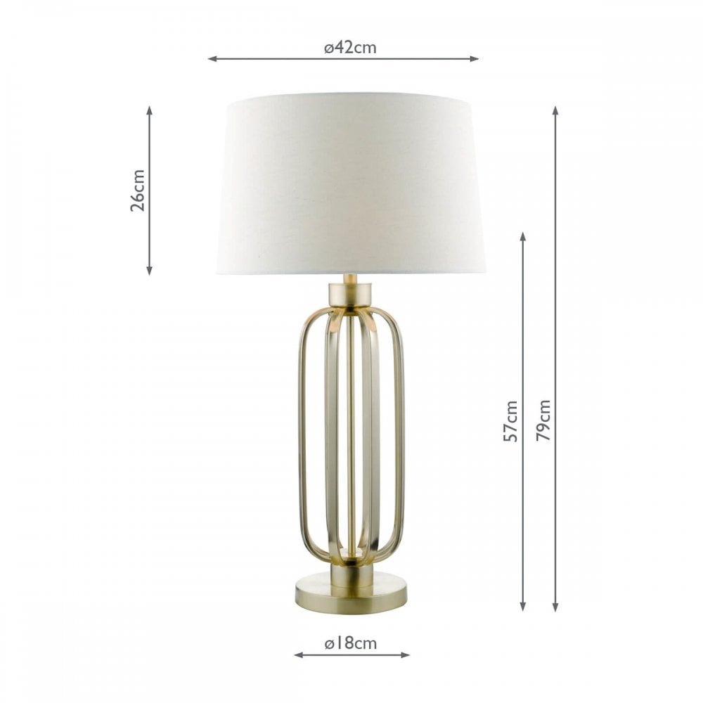 Lucie Table Lamp Satin Brass Complete With Shade