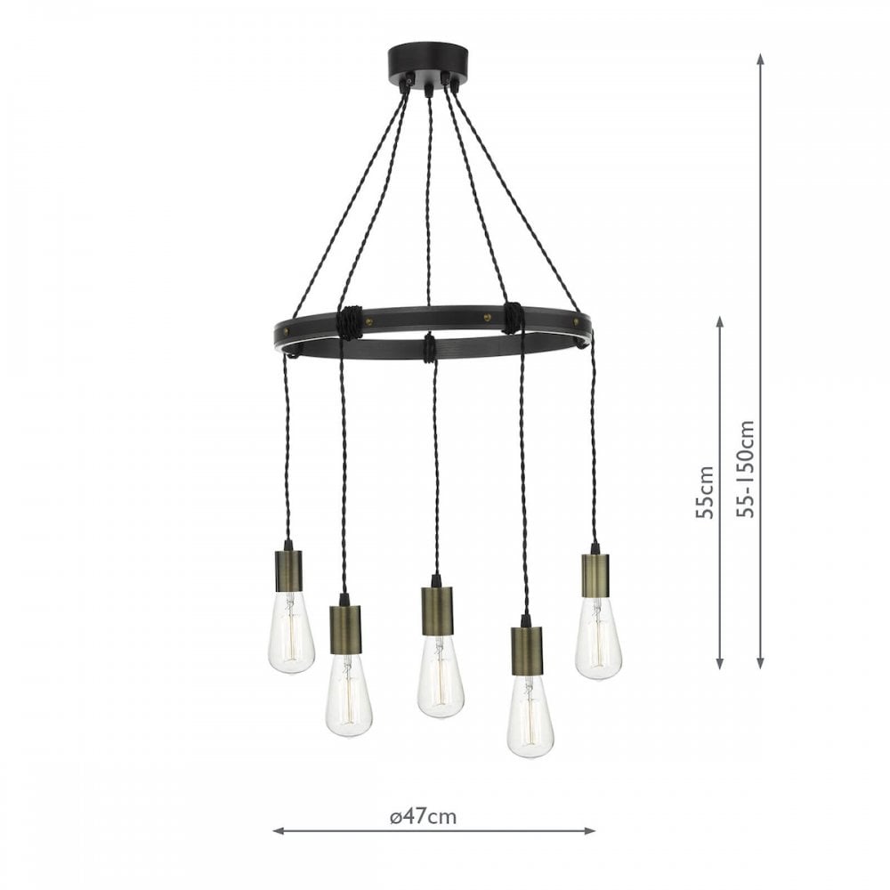 Ivan 5 Light Pendant Rustic