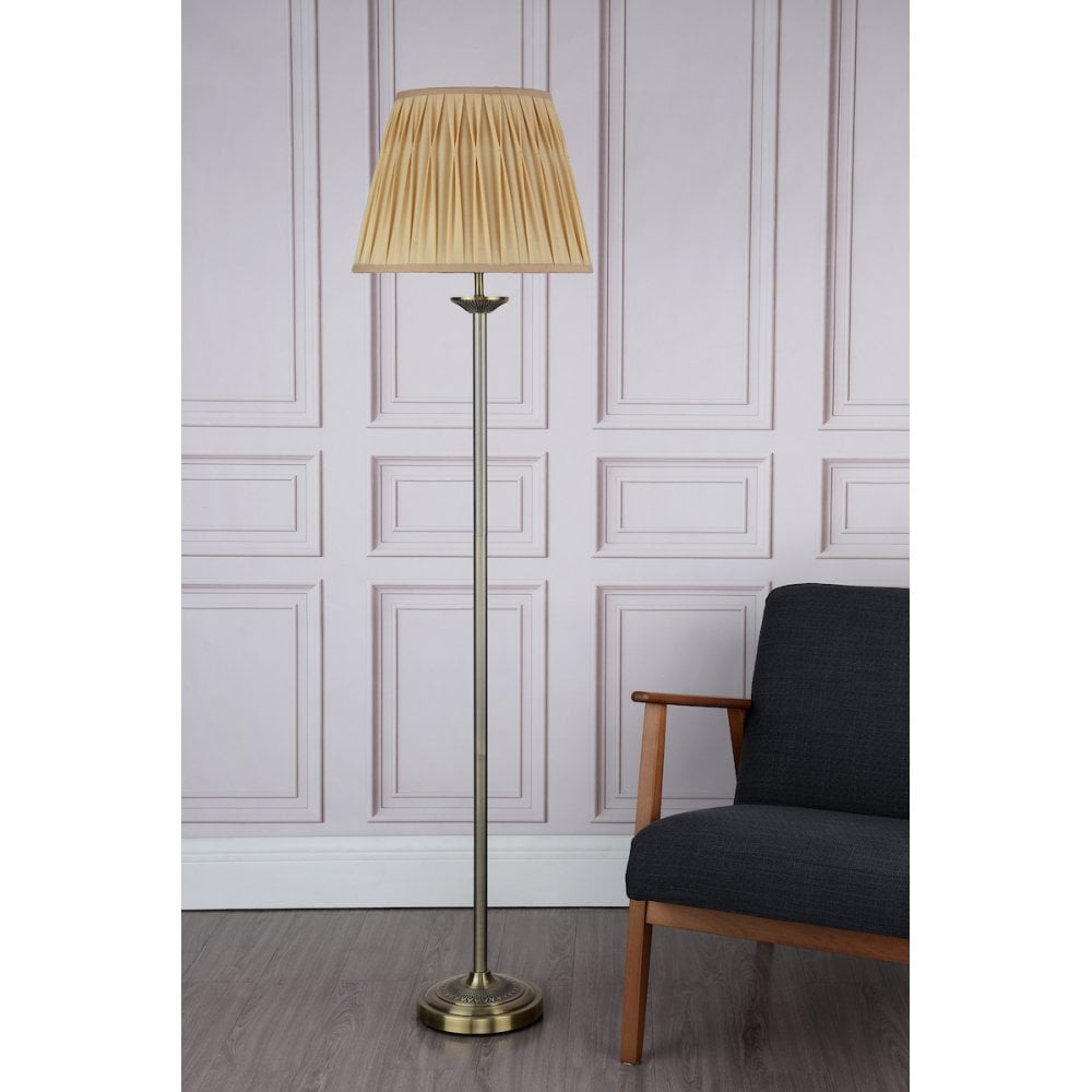 Hatton Floor Lamp Antique Brass Complete With Shade