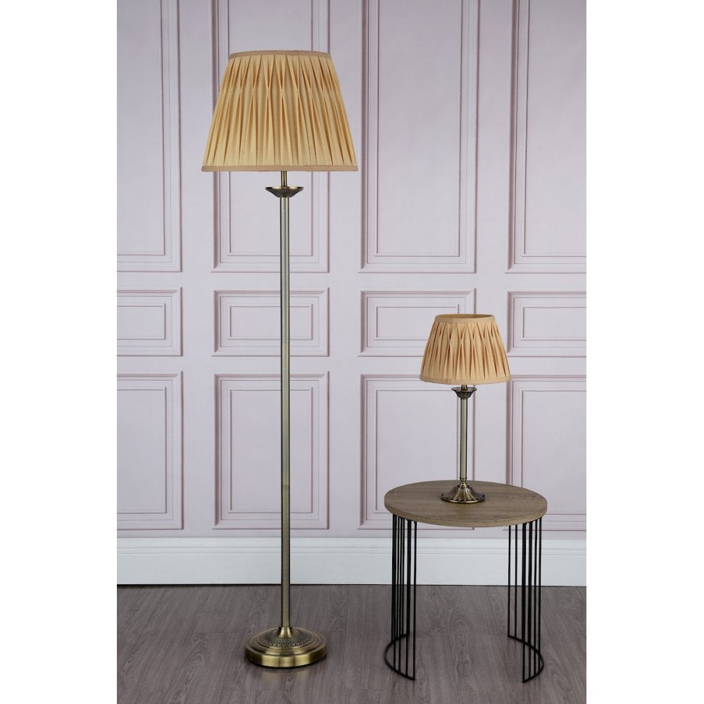Hatton Floor Lamp Antique Brass Complete With Shade