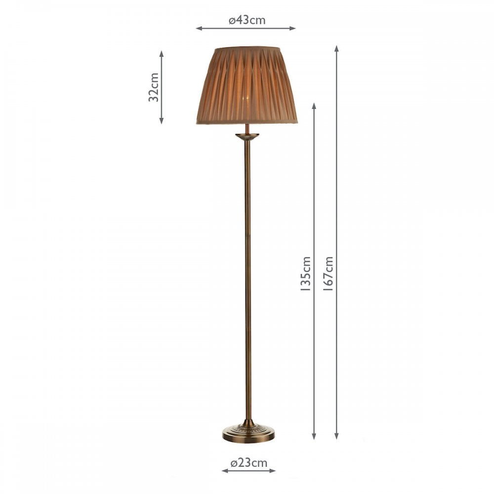 Hatton Floor Lamp Antique Brass Complete With Shade