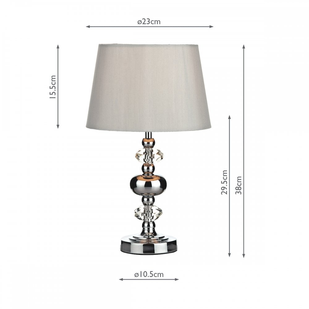 Edith Touch Table Lamp Polished Chrome complete with Shade