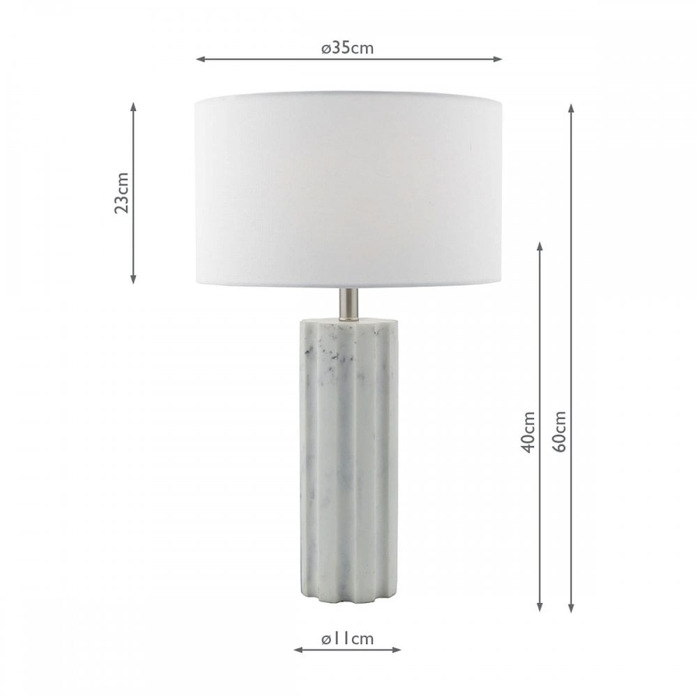 Erebus Table Lamp Stone c/w White Linen Shade