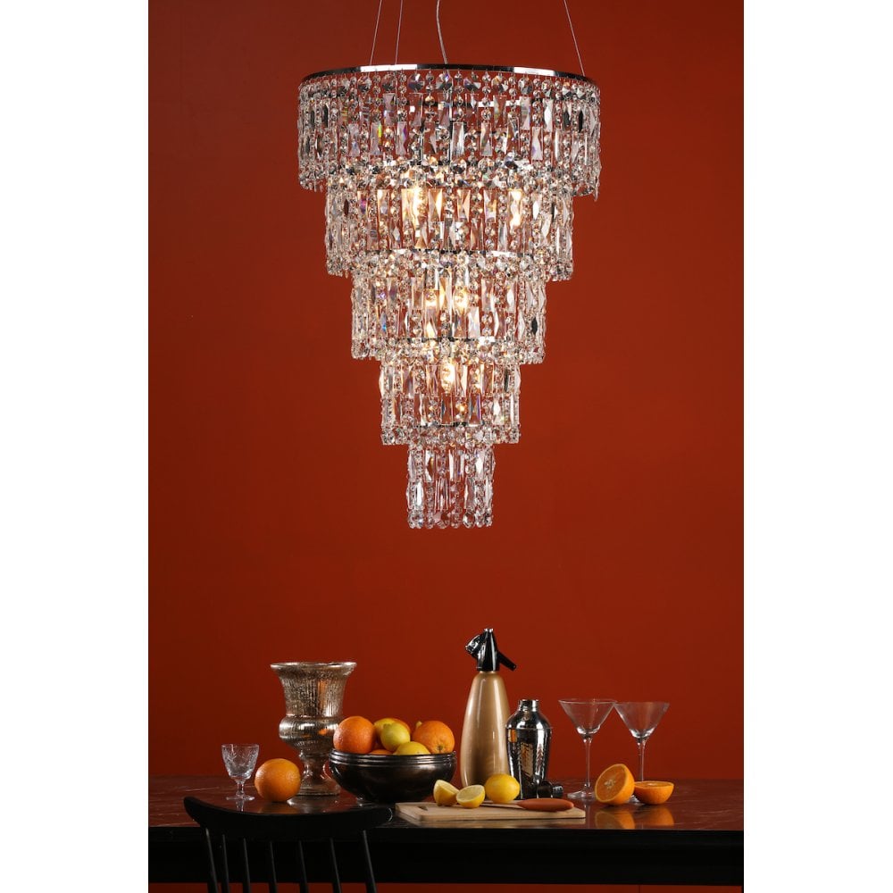 Escala 6 Light Round Crystal Pendant