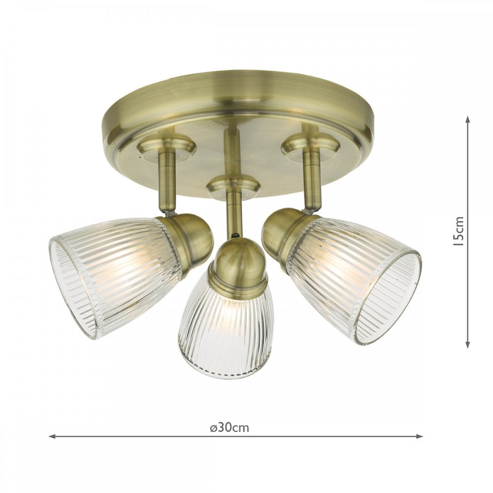 Cedric 3 Light Spotlight Antique Brass