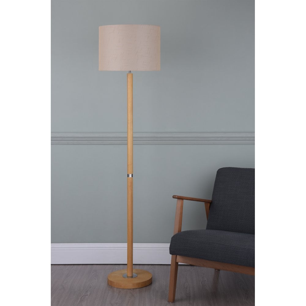 Avenue Light Wood Finish Floor Lamp With Shade
