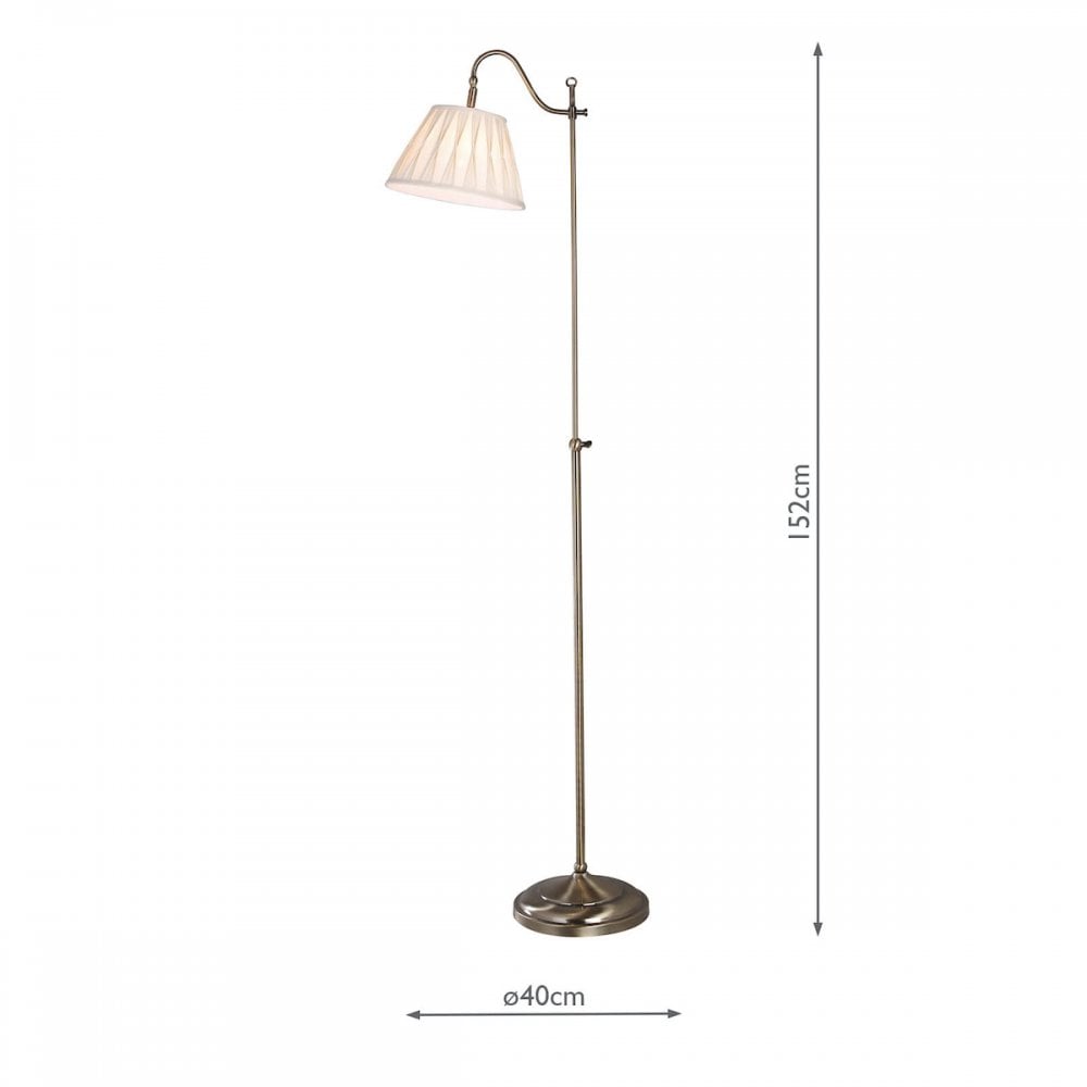 Suffolk Floor Lamp in Antique Brass C/W Cream Shade