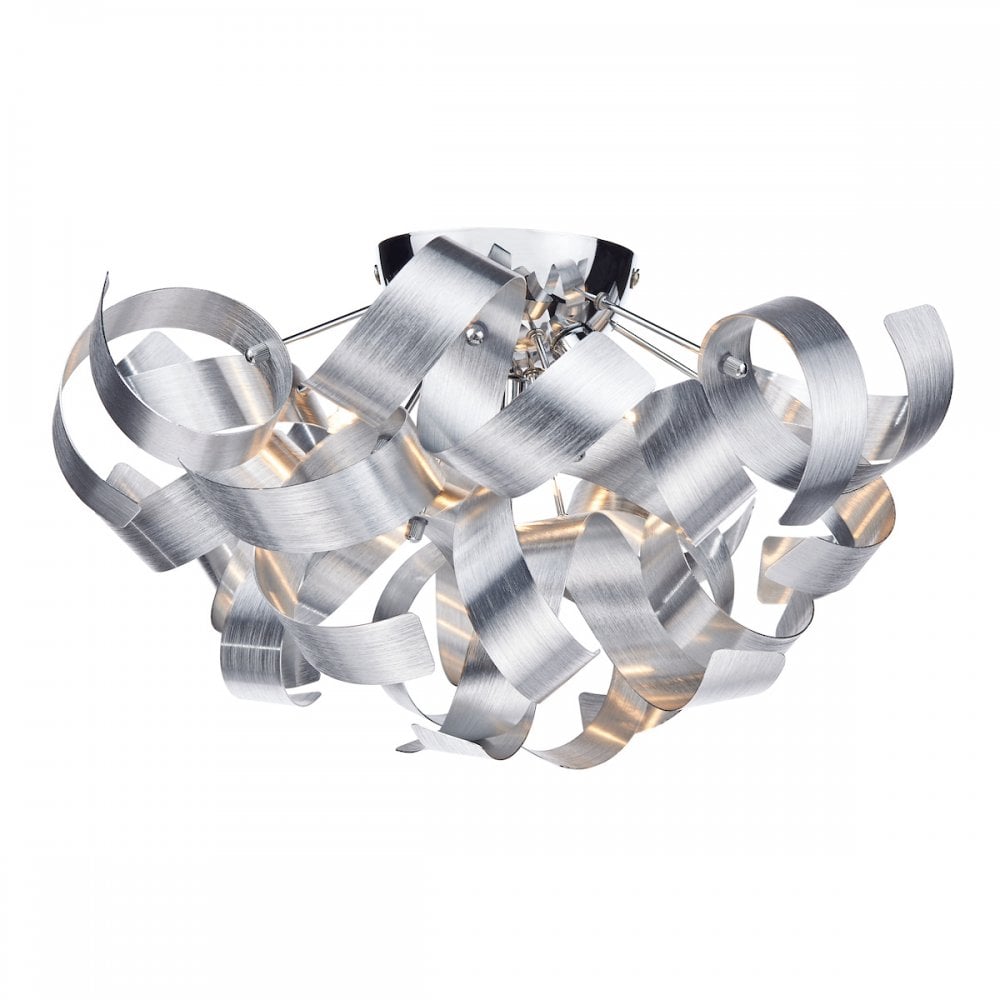 Rawley 4 Light Flush Fitting in Brushed Aluminium