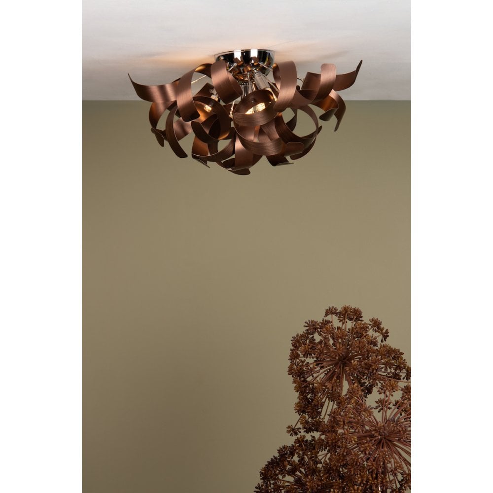 Rawley 4 Light Flush Fitting in Brushed Copper