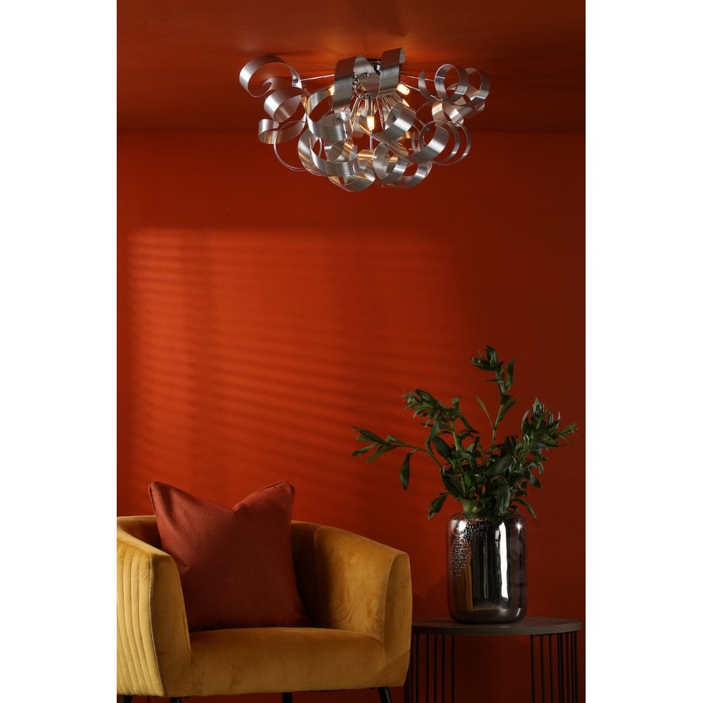 Rawley 5 Light Flush Fitting in Brushed Aluminium