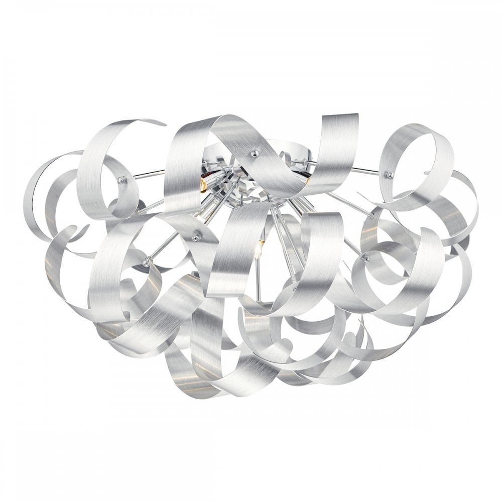 Rawley 5 Light Flush Fitting in Brushed Aluminium